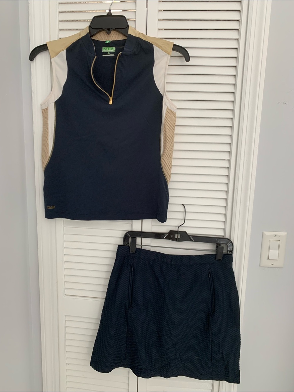 Tail Tech Performance Navy Golf Sleeveless Zip Polo & Skort Set - Medium